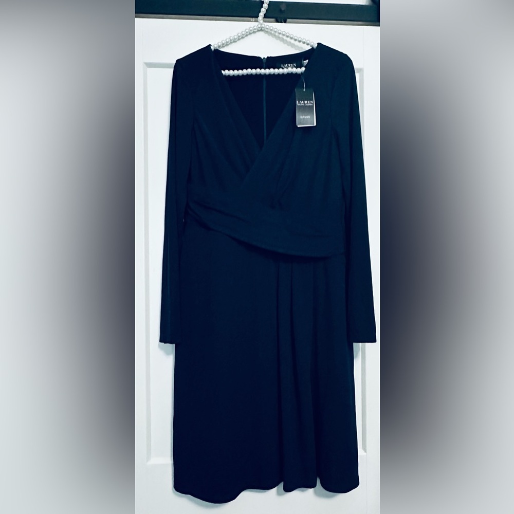 NWT Ralph Lauren Navy Blue (Faux) Wrap Dress, size 10